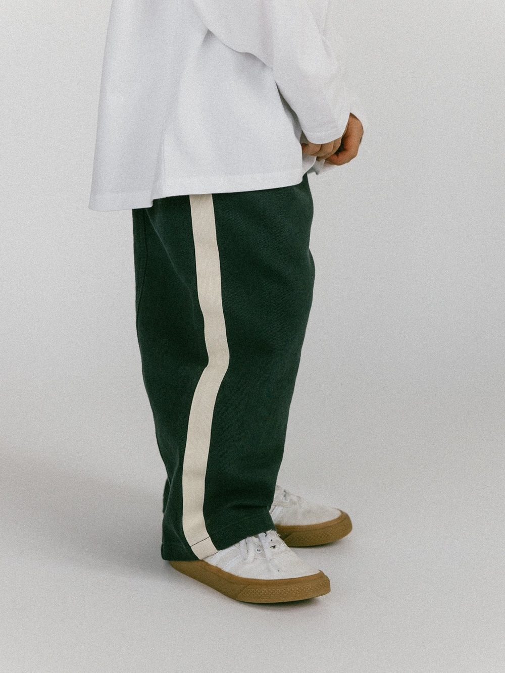 Fostered Collection Boy’s Dark Green Pants with Cream Side Stripe - size: 1Y